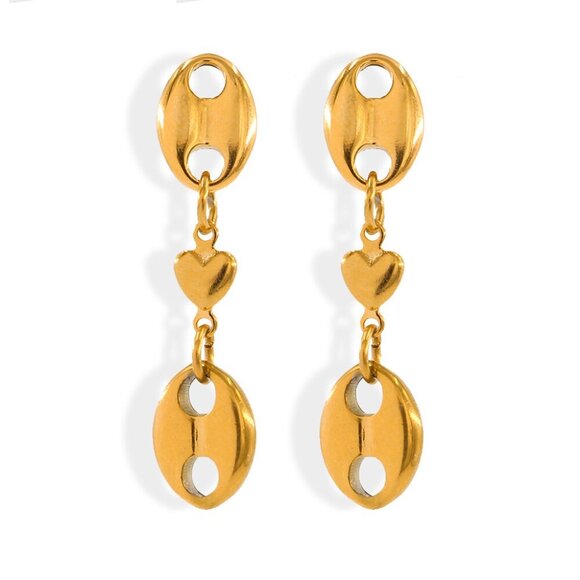 Stainless Steel Jewelry - Stainless Steel Gold Drop Earrings Womens 1 Pair - Brand New